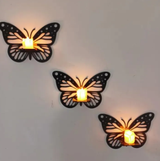 Pack of 3 Decorative Butterfly Wall Shelf