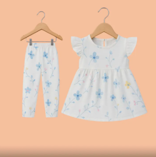 Baby Girl Dresses Cotton Frock And Pajama Trouser